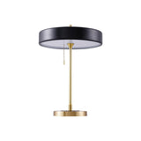 Mid Century Modern Spun Metal Table Lamp with Pull Chain and Opal Diffuser Accent