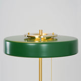 Mid Century Modern Spun Metal Table Lamp with Pull Chain and Opal Diffuser Accent