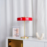 Mid Century Modern Spun Metal Table Lamp with Pull Chain and Opal Diffuser Accent
