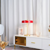 Mid Century Modern Spun Metal Table Lamp with Pull Chain and Opal Diffuser Accent