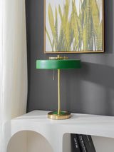 Mid Century Modern Spun Metal Table Lamp with Pull Chain and Opal Diffuser Accent