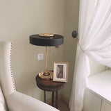 Mid Century Modern Spun Metal Table Lamp with Pull Chain and Opal Diffuser Accent