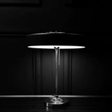 Mid Century Modern Spun Metal Table Lamp with Pull Chain and Opal Diffuser Accent