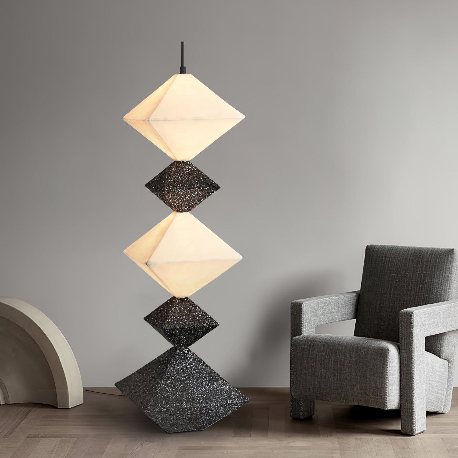 Modern Geometric Rhombus Cube LED Standing Floor Lamp for Interior Decor