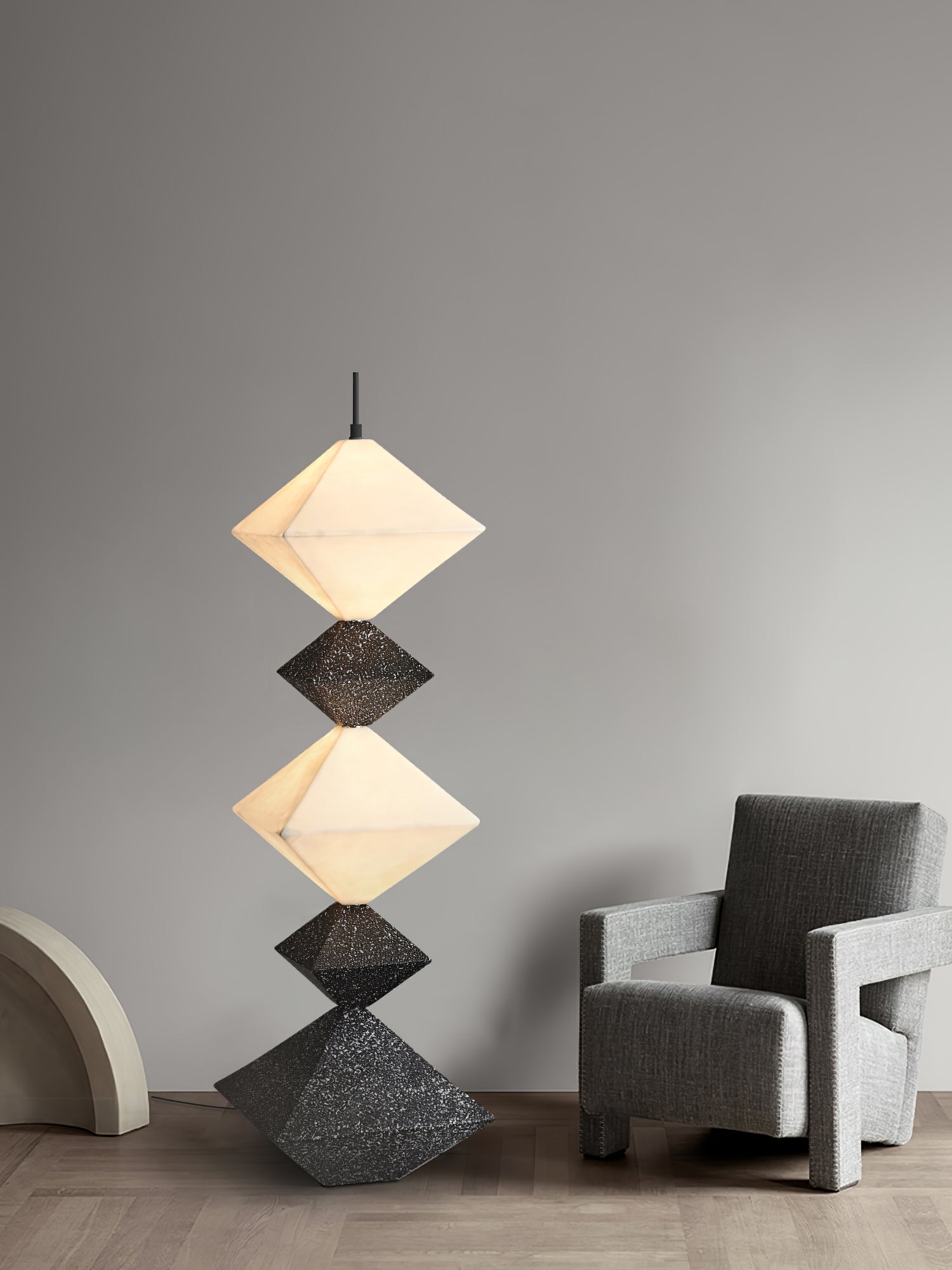 Modern Geometric Rhombus Cube LED Standing Floor Lamp for Interior Decor