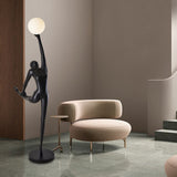 Modern Artistic Rhythmic Gymnast Sculpture Floor Lamp with Glass Globe Shade