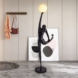 Modern Artistic Rhythmic Gymnast Sculpture Floor Lamp with Glass Globe Shade