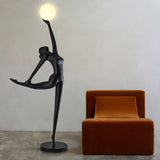Modern Artistic Rhythmic Gymnast Sculpture Floor Lamp with Glass Globe Shade