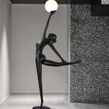 Modern Artistic Rhythmic Gymnast Sculpture Floor Lamp with Glass Globe Shade