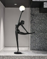 Modern Artistic Rhythmic Gymnast Sculpture Floor Lamp with Glass Globe Shade