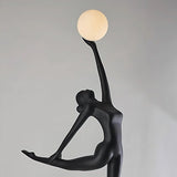 Modern Artistic Rhythmic Gymnast Sculpture Floor Lamp with Glass Globe Shade