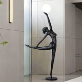Modern Artistic Rhythmic Gymnast Sculpture Floor Lamp with Glass Globe Shade