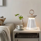 Modern Ribbed Acrylic Rechargeable LED Table Lamp with USB Battery Power for Bedside