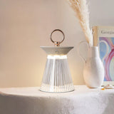 Modern Ribbed Acrylic Rechargeable LED Table Lamp with USB Battery Power for Bedside