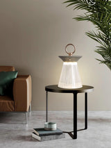 Modern Ribbed Acrylic Rechargeable LED Table Lamp with USB Battery Power for Bedside