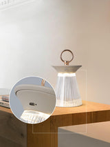 Modern Ribbed Acrylic Rechargeable LED Table Lamp with USB Battery Power for Bedside