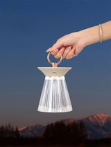 Modern Ribbed Acrylic Rechargeable LED Table Lamp with USB Battery Power for Bedside