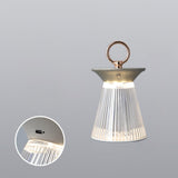 Modern Ribbed Acrylic Rechargeable LED Table Lamp with USB Battery Power for Bedside