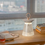 Modern Ribbed Acrylic Rechargeable LED Table Lamp with USB Battery Power for Bedside