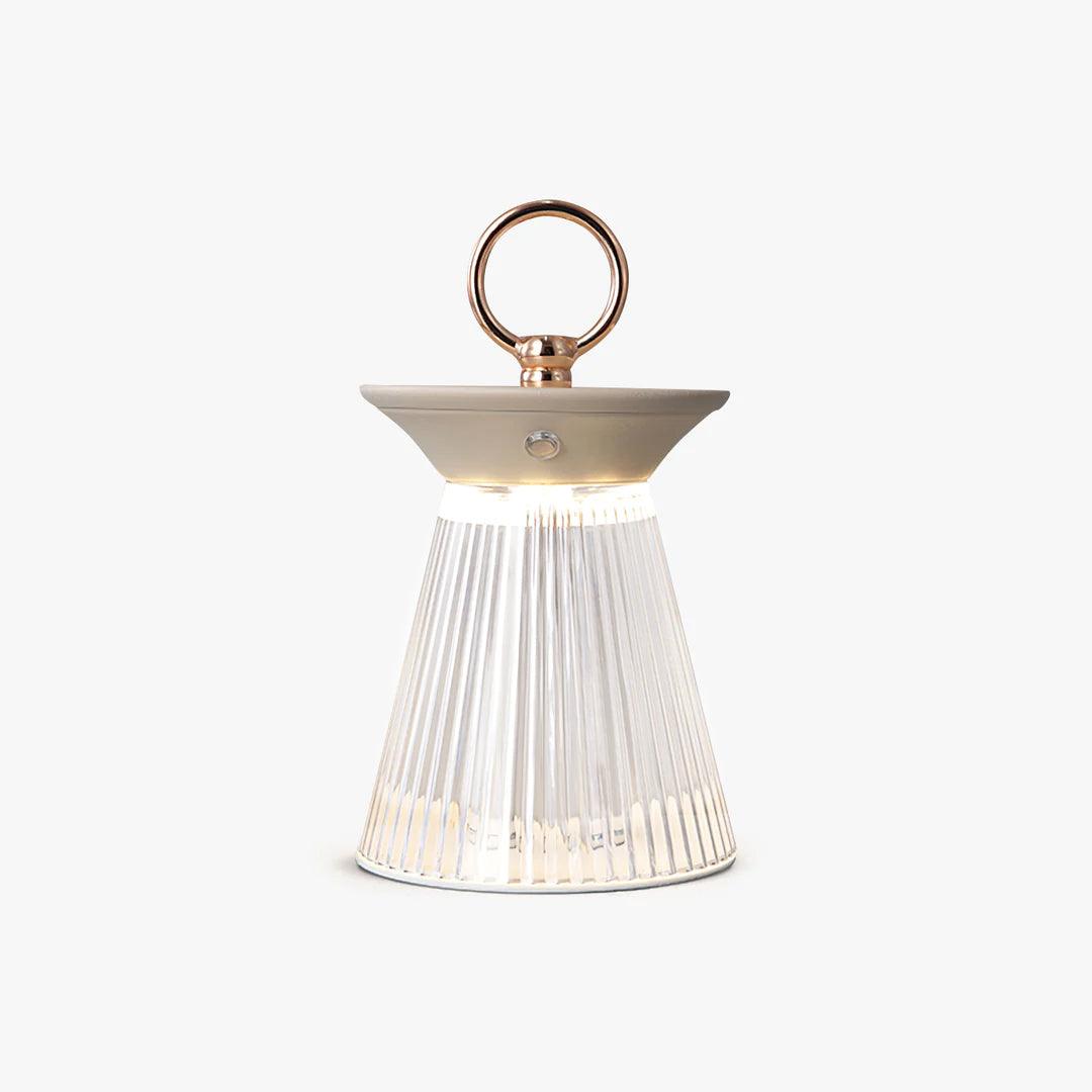 Modern Ribbed Acrylic Rechargeable LED Table Lamp with USB Battery Power for Bedside
