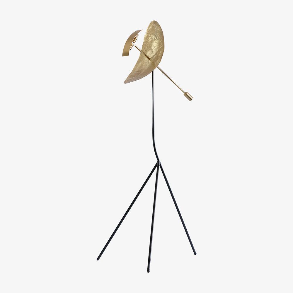 Modern Ribot Sculptural Tall Floor Lamp with Hand Hammered Brass Diffuser