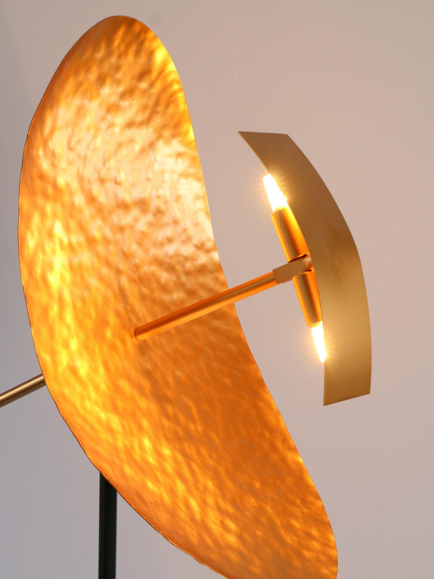 Modern Ribot Sculptural Tall Floor Lamp with Hand Hammered Brass Diffuser