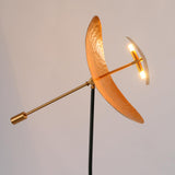 Modern Ribot Sculptural Tall Floor Lamp with Hand Hammered Brass Diffuser