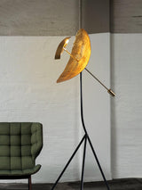 Modern Ribot Sculptural Tall Floor Lamp with Hand Hammered Brass Diffuser