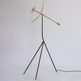 Modern Ribot Sculptural Tall Floor Lamp with Hand Hammered Brass Diffuser