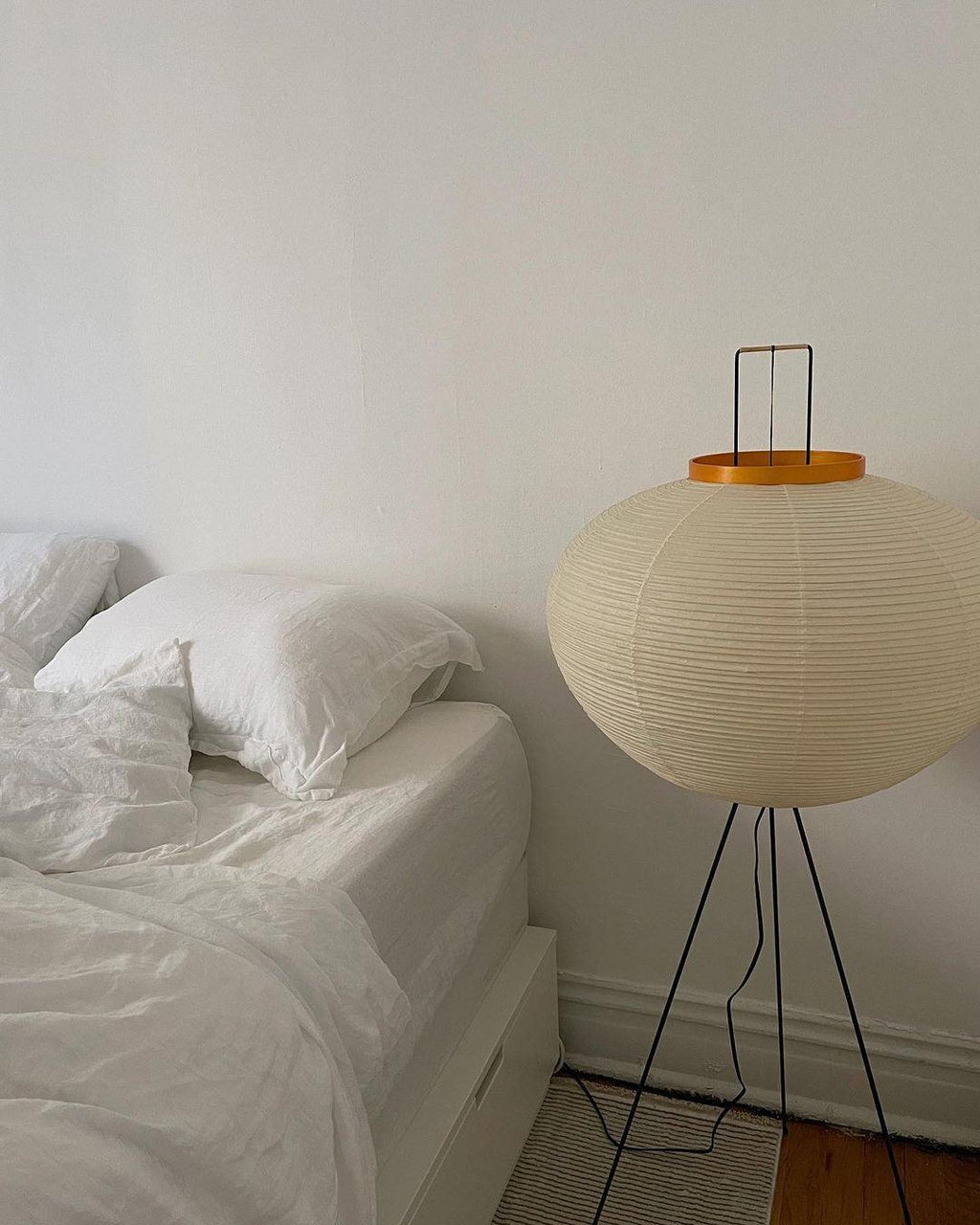 Japanese Rice Paper Floor Lamp Sculptural Mulberry Paper Standing Lantern Lighting