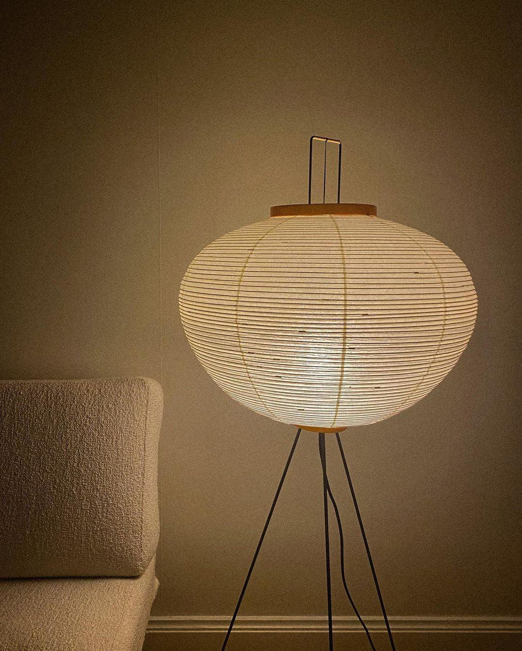 Japanese Rice Paper Floor Lamp Sculptural Mulberry Paper Standing Lantern Lighting