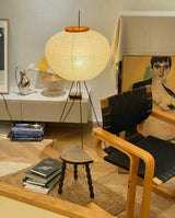 Japanese Rice Paper Floor Lamp Sculptural Mulberry Paper Standing Lantern Lighting