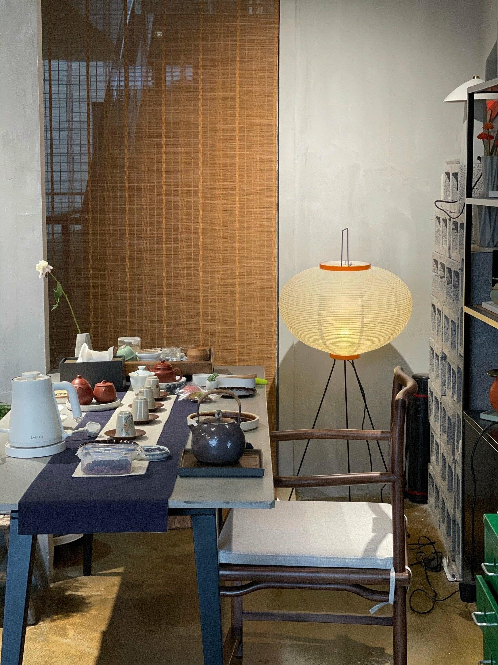 Japanese Rice Paper Floor Lamp Sculptural Mulberry Paper Standing Lantern Lighting