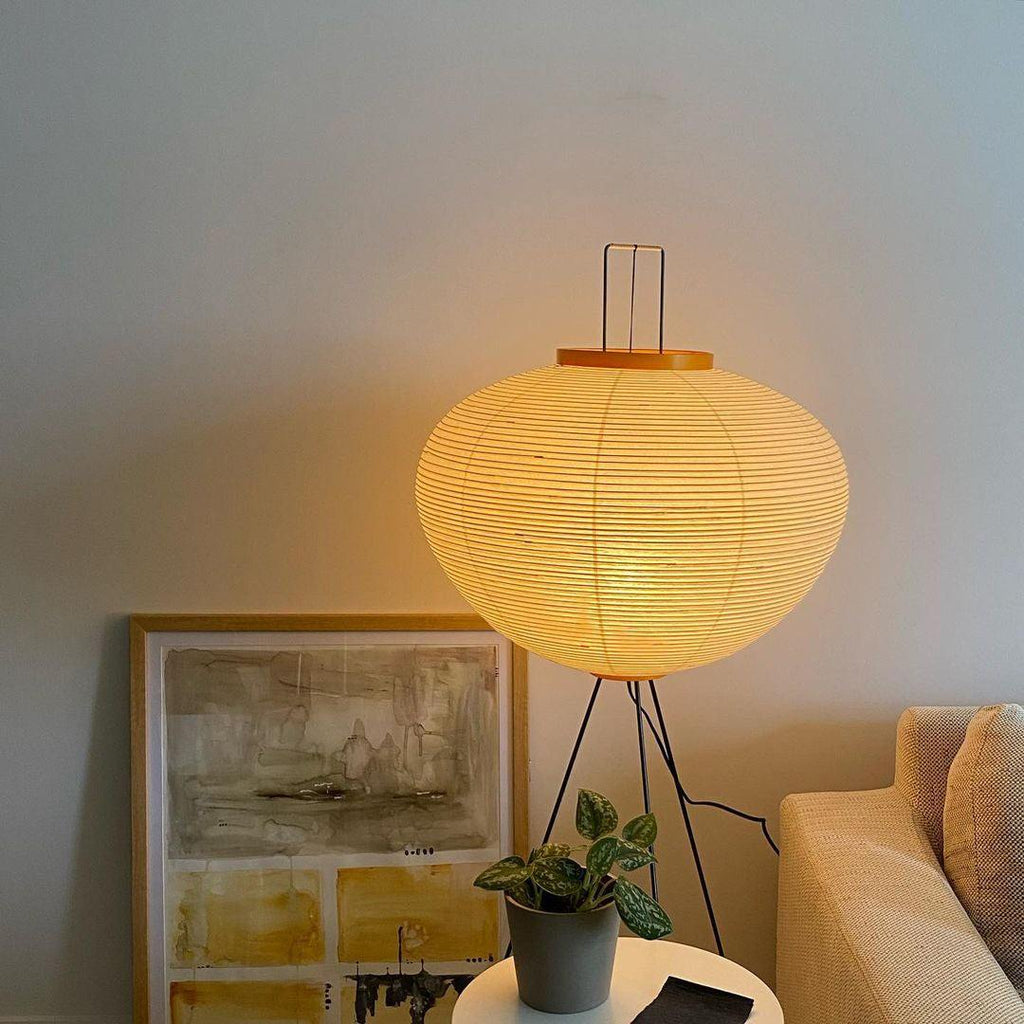 Japanese Rice Paper Floor Lamp Sculptural Mulberry Paper Standing Lantern Lighting