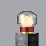 Rigel Contemporary Wood and Metal Table Lamp with Amber Glass Shade for Bedroom