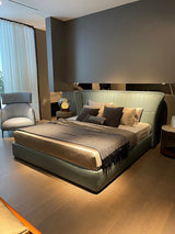 Rigel Contemporary Wood and Metal Table Lamp with Amber Glass Shade for Bedroom