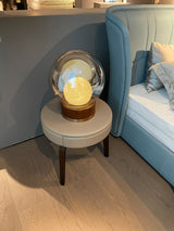 Rigel Contemporary Wood and Metal Table Lamp with Amber Glass Shade for Bedroom