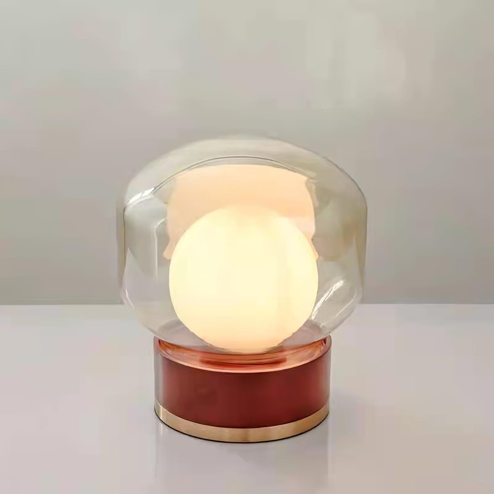 Rigel Contemporary Wood and Metal Table Lamp with Amber Glass Shade for Bedroom