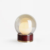 Rigel Contemporary Wood and Metal Table Lamp with Amber Glass Shade for Bedroom