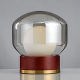 Rigel Contemporary Wood and Metal Table Lamp with Amber Glass Shade for Bedroom