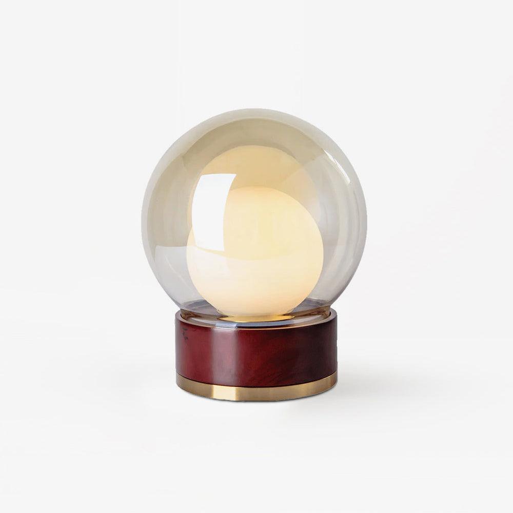 Rigel Contemporary Wood and Metal Table Lamp with Amber Glass Shade for Bedroom