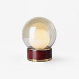 Rigel Contemporary Wood and Metal Table Lamp with Amber Glass Shade for Bedroom