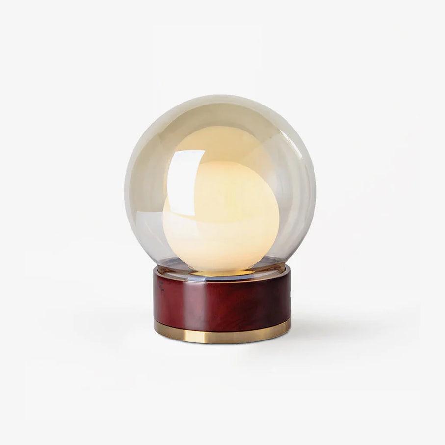 Rigel Contemporary Wood and Metal Table Lamp with Amber Glass Shade for Bedroom