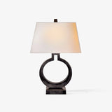 Modern Ring Silhouette Table Lamp with Fabric Shade for Bedside or Living Room