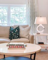 Modern Ring Silhouette Table Lamp with Fabric Shade for Bedside or Living Room