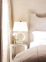 Modern Ring Silhouette Table Lamp with Fabric Shade for Bedside or Living Room