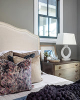 Modern Ring Silhouette Table Lamp with Fabric Shade for Bedside or Living Room