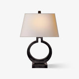 Modern Ring Silhouette Table Lamp with Fabric Shade for Bedside or Living Room
