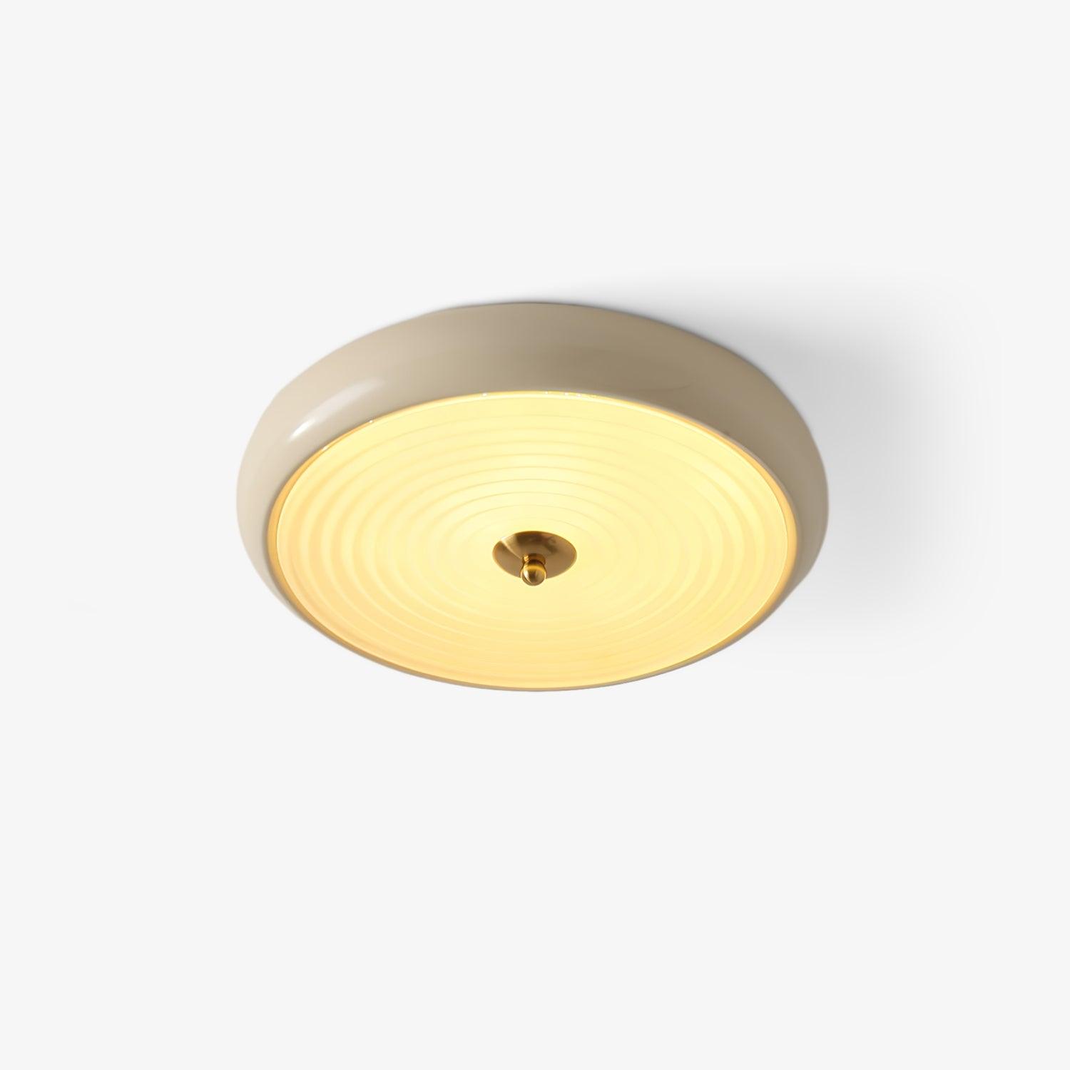 Modern Ripple Glass Flush Mount Ceiling Light Cream Textured Shade Overhead Fixture