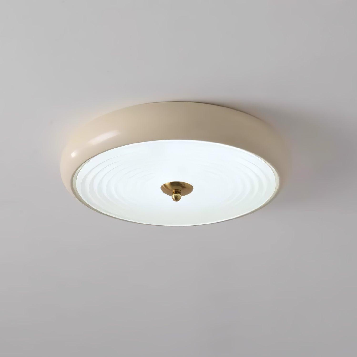 Modern Ripple Glass Flush Mount Ceiling Light Cream Textured Shade Overhead Fixture